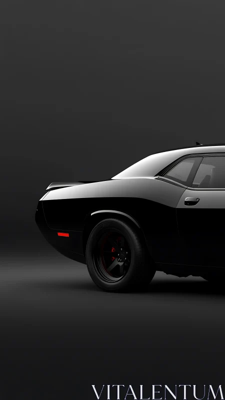 Side-lit muscle car tail section in dramatic shadowed studio.