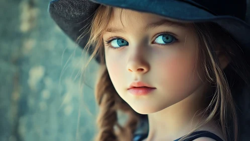 Striking Portrait: Young Subject with Penetrating Blue Eyes and Refined Facial Geometry