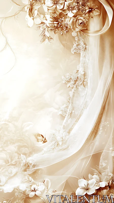 Gilded Dreams Cascade: Lace & Blossoms Swirl.