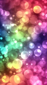 Rainbow bubbles drift through softly glowing cosmic haze