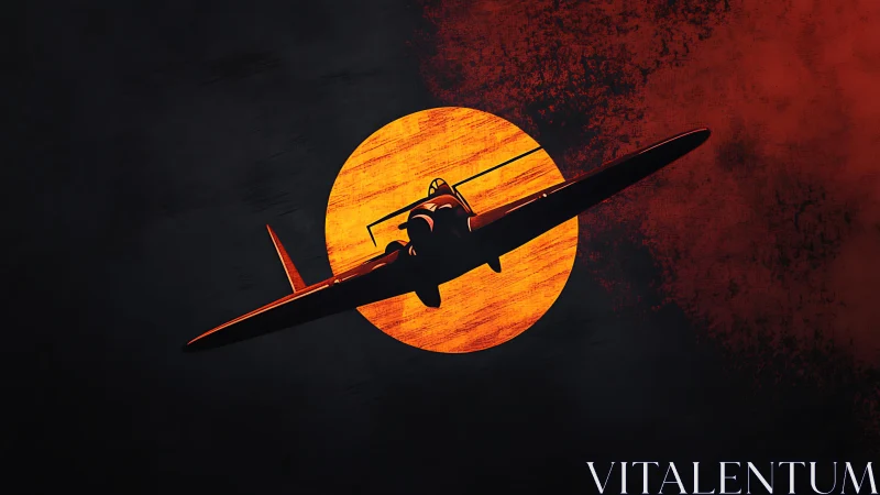 Fiery sunset flyby with a lone plane cutting the sky.