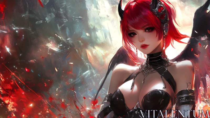 Crimson winged renegade carves sparks from a broken sky