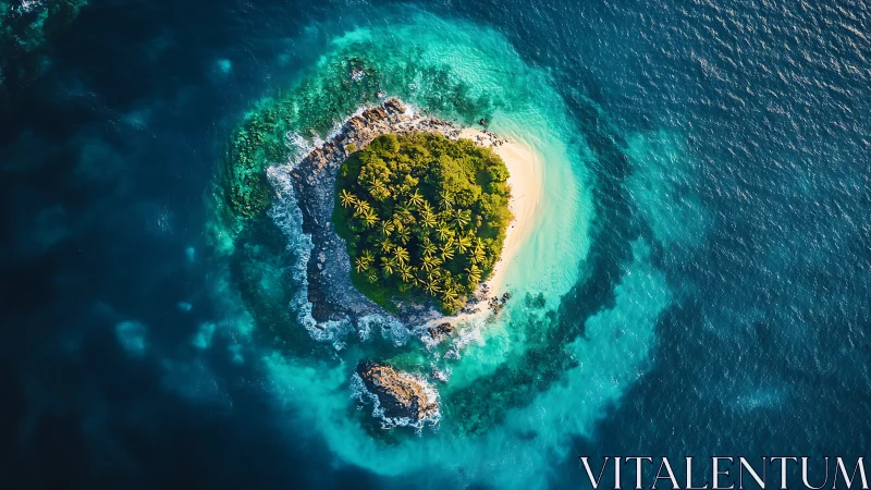 Tropical Island Atoll: Aerial Seascape Composition.