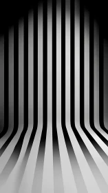 Curved monochrome vertical stripes form abstract tunnel space
