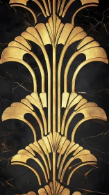 Vertical gold ornamental motif contrasts with dark surface