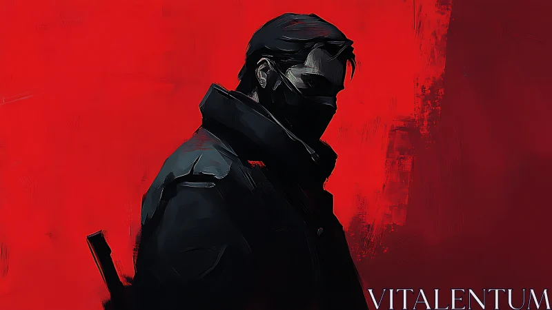 Masked vigilante stands in stark contrast against crimson void