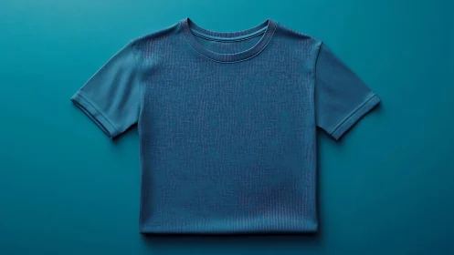 Teal Cotton T-Shirt on Monochromatic Background Display.