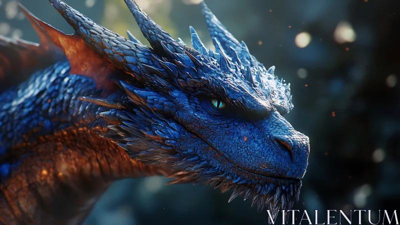 Blue dragon head rendered in detailed side profile view