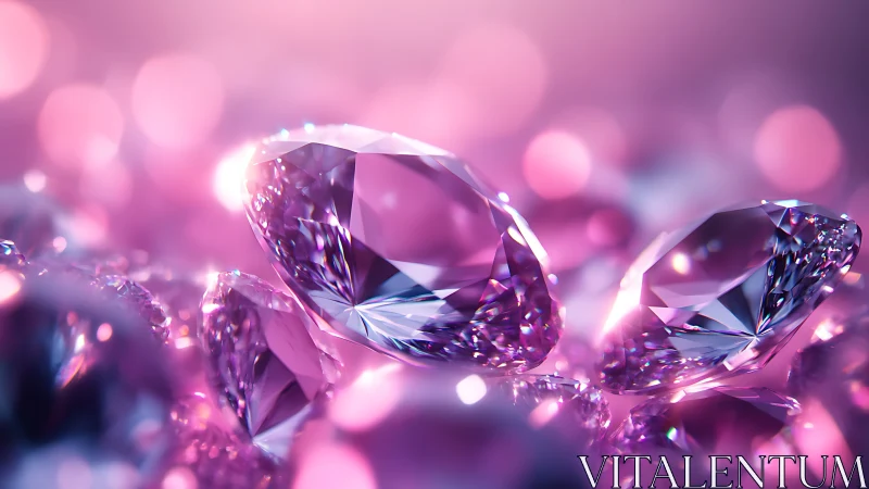 Glistening pink gemstones sparkle softly in dreamy light