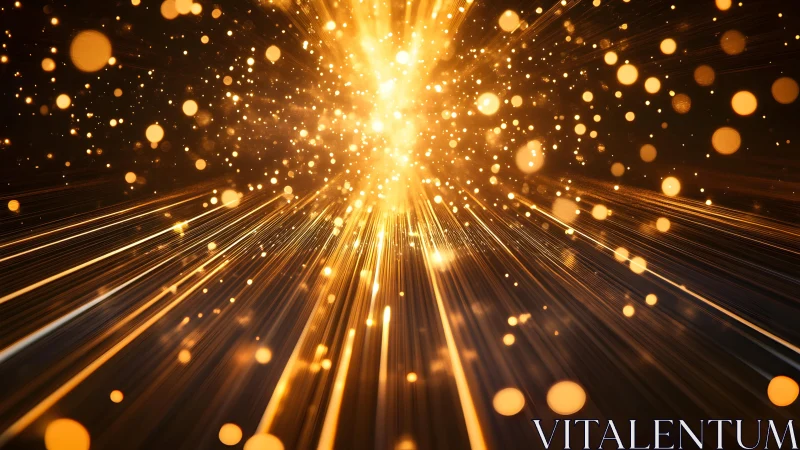 Radiant Burst of Golden Light and Sparkles in Abstract Digital Art.