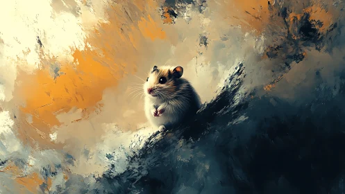 Small rodent positioned within abstract textured cloud field