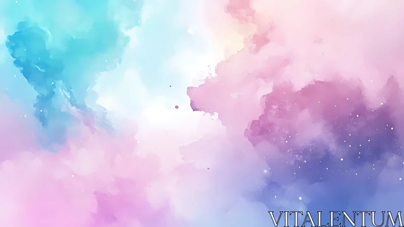 Pastel nebula cloudscape glows with soft cosmic light.