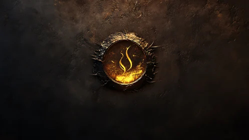 Spherical light source embedded in textured dark surface.