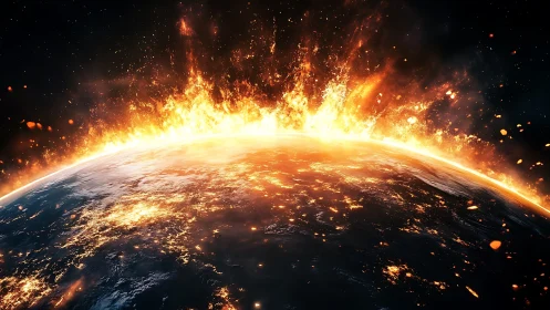 Earth Ablaze: A Stunning Vision of Our Burning Planet.