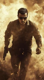 Gun-toting stormwalker strides through molten desert smoke