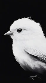 Ethereal White Bird Portrait Against Darkness