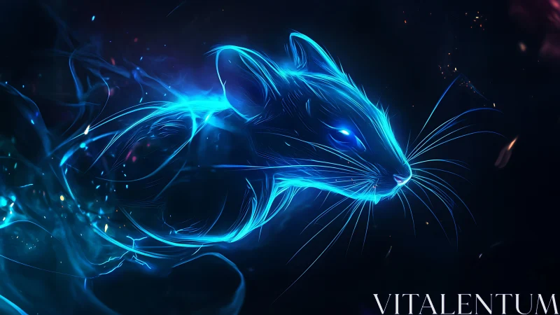 Neon blue spectral rat silhouette in dynamic motion trail.