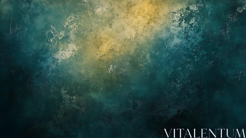 Abstract teal and yellow textured background in painterly style.