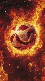 Pyro-dynamic soccer ball engulfed in turbulent plasma flames.