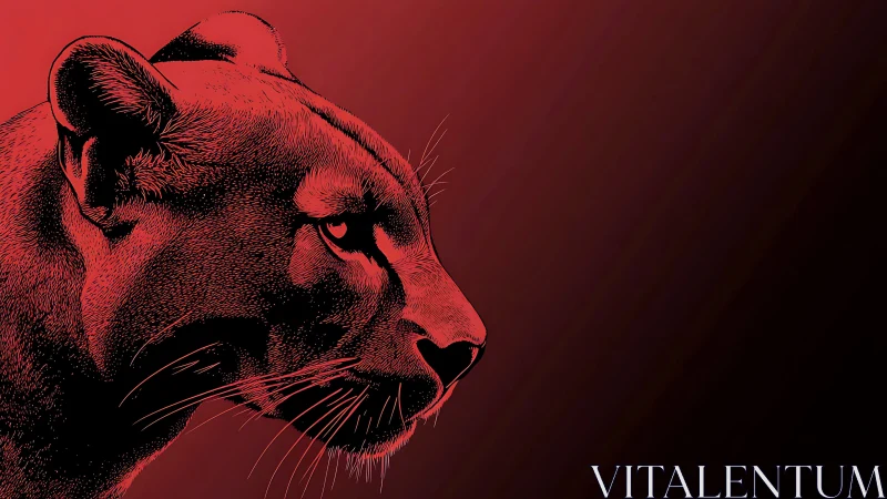 Crimson Gaze: A Puma's Profile.