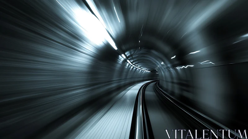 Racing along a sleek futuristic subway tunnel in motion