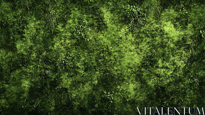 Dense Green Foliage Wall with Hanging Vines and Leaves