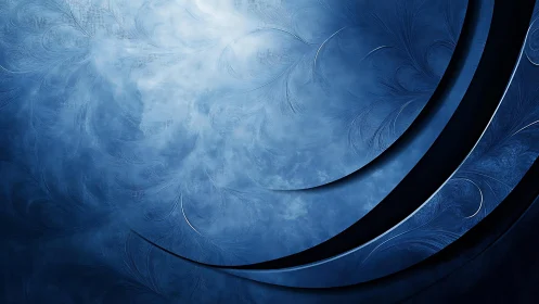 Abstract blue curved shapes with feathered texture and soft light.