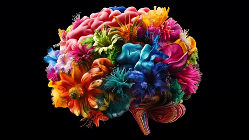 Color-splashed brain bouquet celebrating vivid imagination.