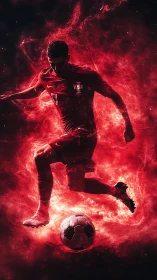 Flaming striker spins stardust into a blazing red dribble