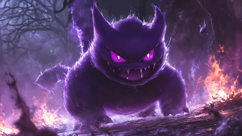 Playful purple ghost creature glowing with mischievous power.