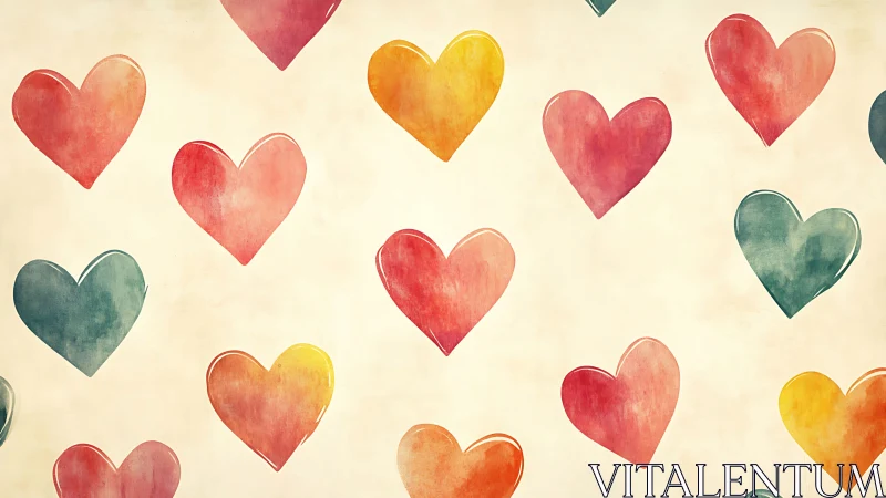 Colorful Watercolor Hearts Fill This Joyful Canvas