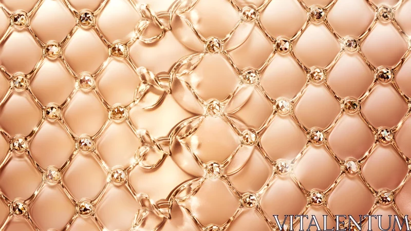 Luxurious quilted gold pattern with diamond accents, modern style.