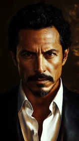 Intense middle-aged man in dramatic low-key portrait lighting.