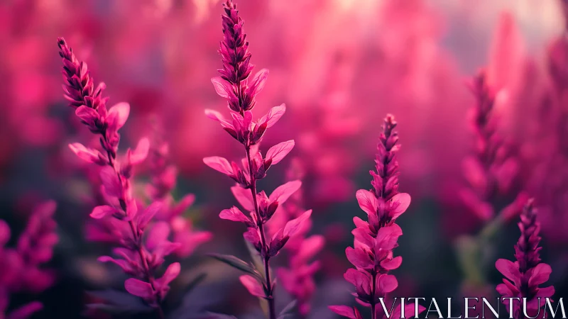 Pink Lupine Flowers in Soft Focus Bloom.