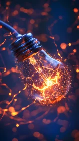 Digital painting of electrified light bulb with dynamic bokeh glow.