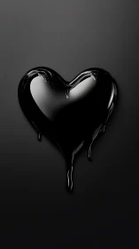 Black Heart Shape with Dripping Liquid Form.