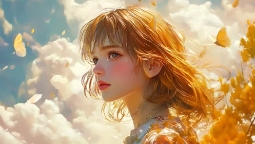 Golden-hour anime portrait renders luminous atmospheric depth