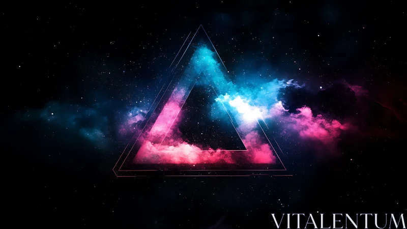 Neon nebula triangle humming quietly in deep space.