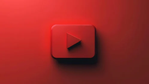 YouTube Play Button Icon in Minimalistic Red 3D Style.