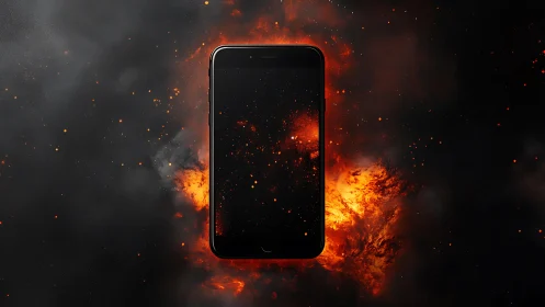 Molten Digital Rebellion - Smartphone Consumed in Inferno.