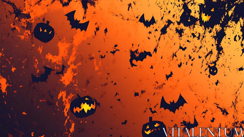 Glowing jack o&rsquo; lanterns drift through a playful bat storm.