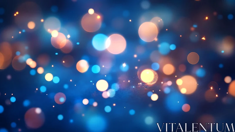Blue and orange bokeh light orbs on dark blurred background.