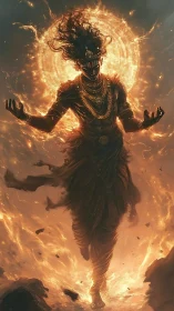 Volcanic ascendant deity in incandescent plasma coronation.