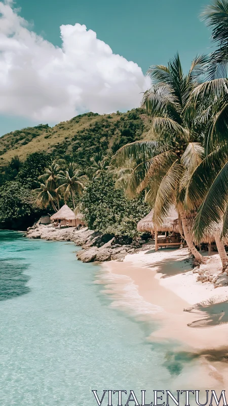 Tropical Beach Resort with Palm Trees and Turquoise Waters