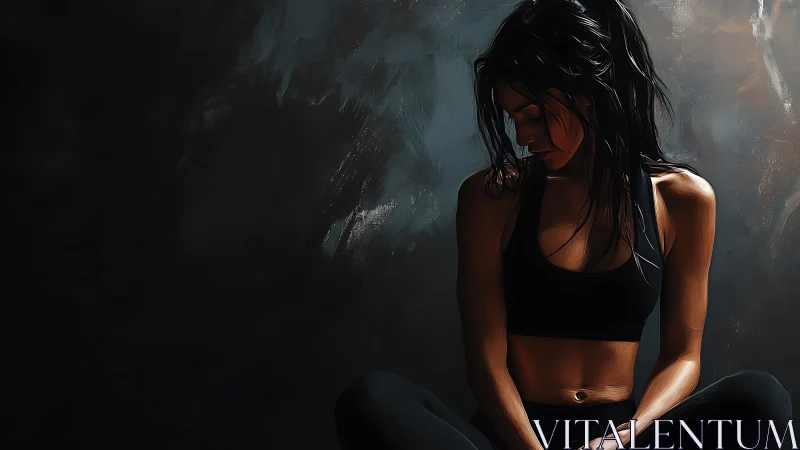 Quiet strength in shadowed light, a moment of gentle pause.