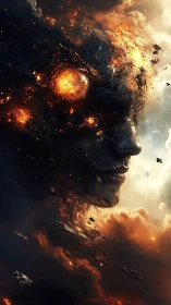 Celestial Warform Rising from Embers of a Dying Nebula.