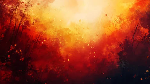 Wildfire Landscape: Digital Panorama with Atmospheric Combustion.