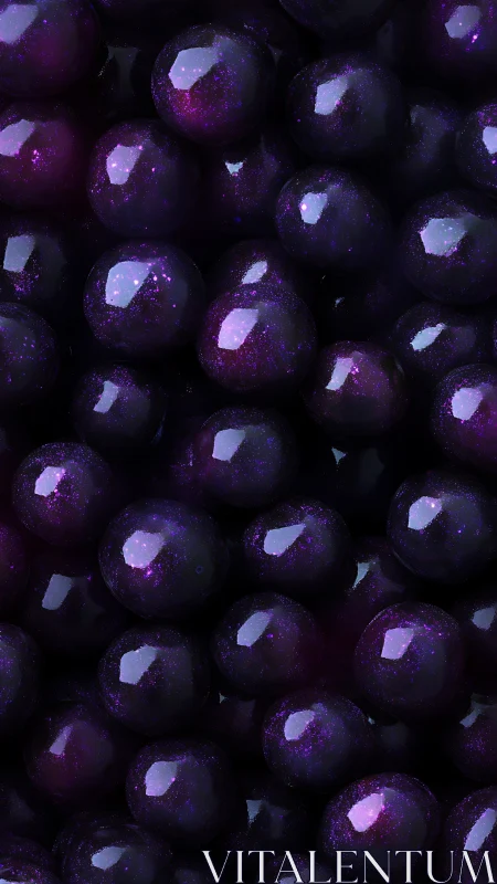 Dark glossy purple spheres with subtle reflective sheen.