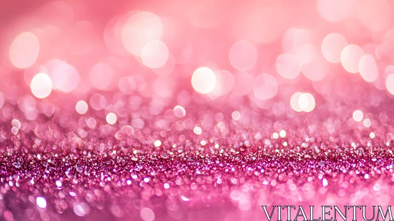 Pink glitter surface with defocused circular light bokeh.