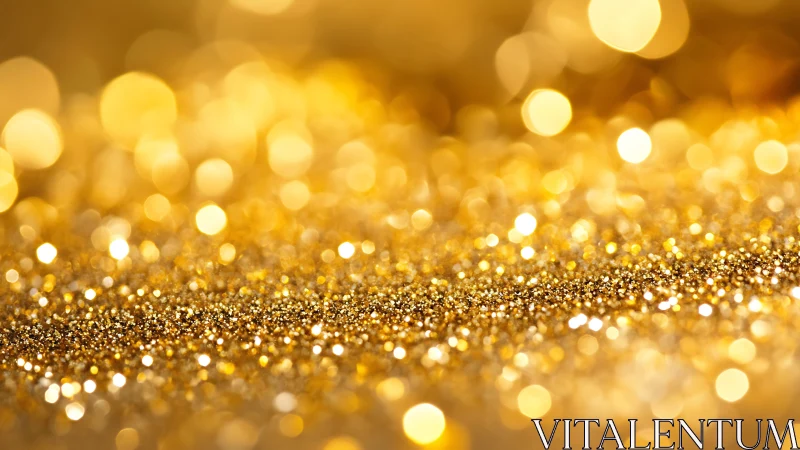 Macro golden glitter field with luminous bokeh structure.